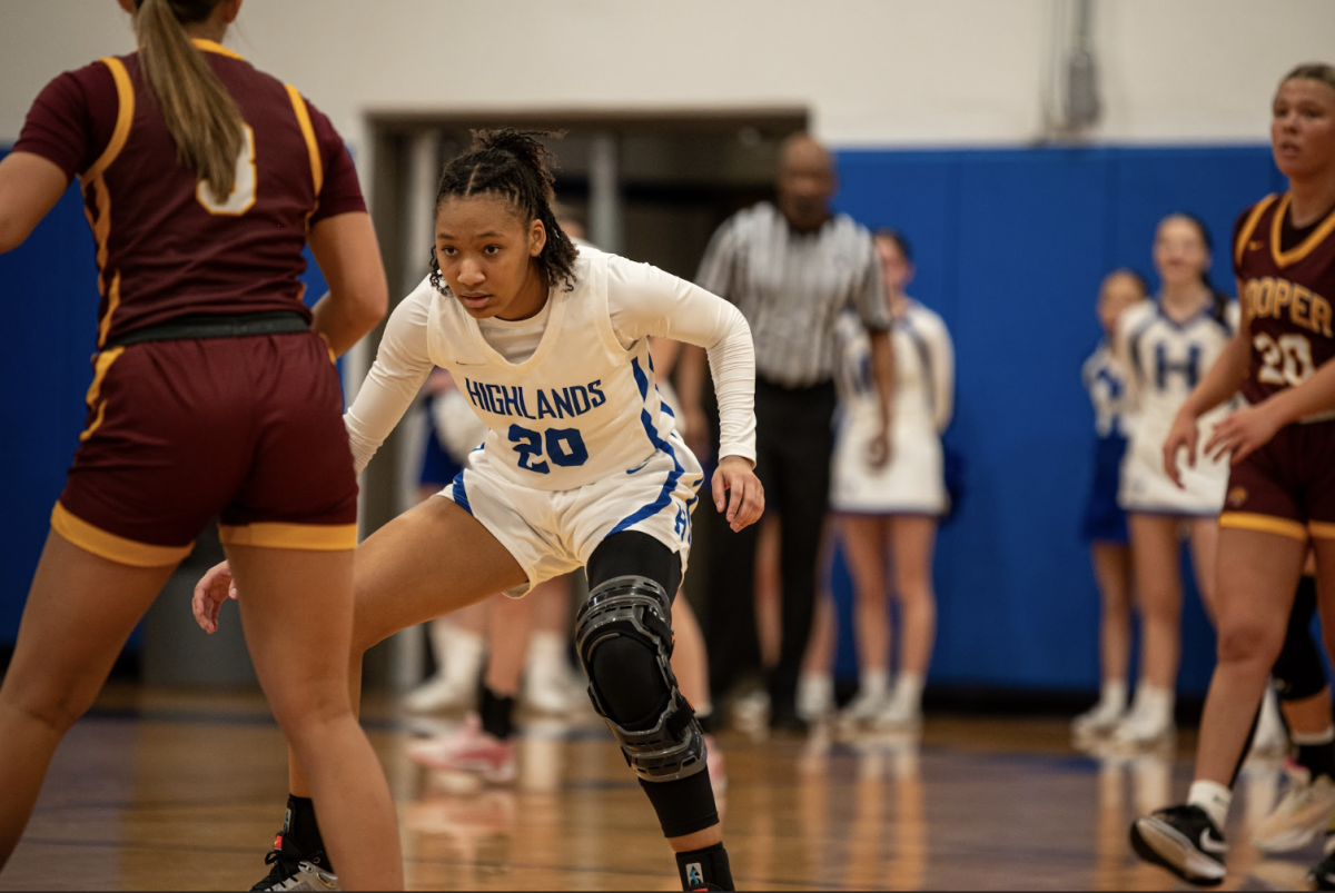 Aubrey Barrett focuses while playing defense.